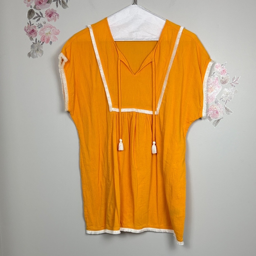 J Crew Orange Tassel Trim Swim Cover Up - S